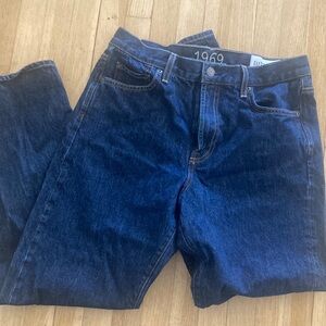 GAP dark denim high rise straight jeans